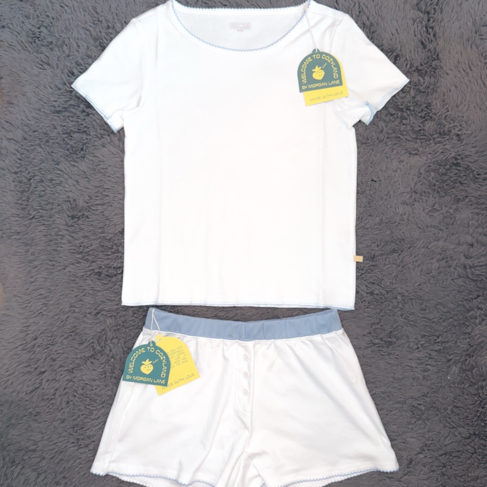 NWT cozyland white & purple Pajama Set